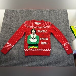 Unisex Buddy The Elf I Know Him Santa Christmas Holiday Knit Sweater Red Small 8